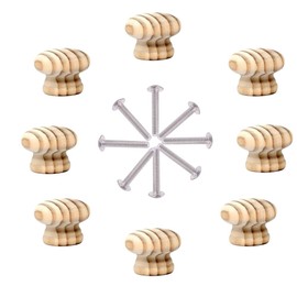 SISI UK Wooden Door Knobs 40mm Natural Wood Drawer Handle for Chest Drawer Knobs Wooden Cabinet Door Knobs with Fixing Screw for Cupboard Kitchen Wardrobe Door Pull Knob 8 Pack