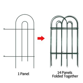 Amagabeli Decorative Garden Fence 32inx20ft Rustproof Green Iron Landscape Wire Folding Fencing Ornamental Panel Border Edge Section Edging Patio Fences Flower Bed Outdoor FC02