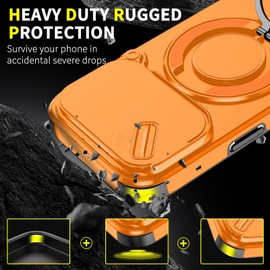 MRRSIWEI for Apple 17 Pro Max Case with Slide Camera.Slide Orange