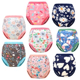 FLYISH DIRECT Potty Training Pants Girls Cotton Potty Trainer Pants Toddler Potty Training Pants Reusable Training Pants, 8 Packs, 2 Years