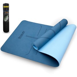Esterilla de yoga antideslizante robusta con correa, 14 pulgadas de grosor TPE ecológica para yoga con líneas de posición y superficie de textura,... 