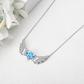 ONEFINITY Angel Wings Necklace 925 Sterling Silver Angel Wings Crystal Pendant Angel Wings Jewelry Gifts for Women