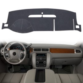 HanLanKa Gray Polyester Dashboard Cover - Fit for 2007-2014 Chevy Tahoe, Avalanche, Suburban, Silverado 1500 2500 3500 LTZ, GMC Sierra SLT Denali, Yukon XL