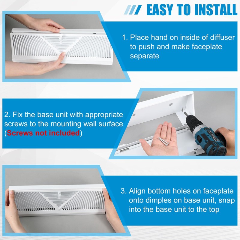 Yaocom 2 Pack Baseboard Register Vent 24 Inch Duct Opening