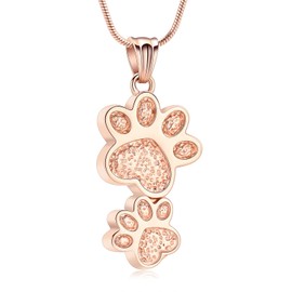 Urn Necklace for Ashes Dog Pet Ashes Necklace Paw Memorial Ashes Keepsake Cremation Jewelry Gift for Women Dog Cat Lovers