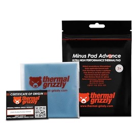 Thermal Grizzly Minus Pad Pro - Thermal Interface Pad 100 x 100 x 0.5 mm Electrically Non-Conductive, High Thermal Conductivity and Compressionability for SSDs, GPUs and Electronics