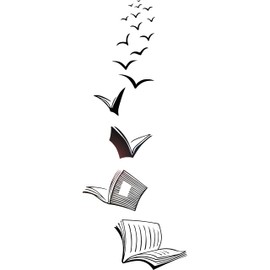 Vinyl Wall Decal Home Library Opened Books Reading Room Stickers Large Decor (3521ig) Black