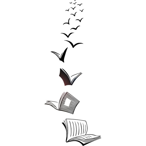 Vinyl Wall Decal Home Library Opened Books Reading Room Stickers