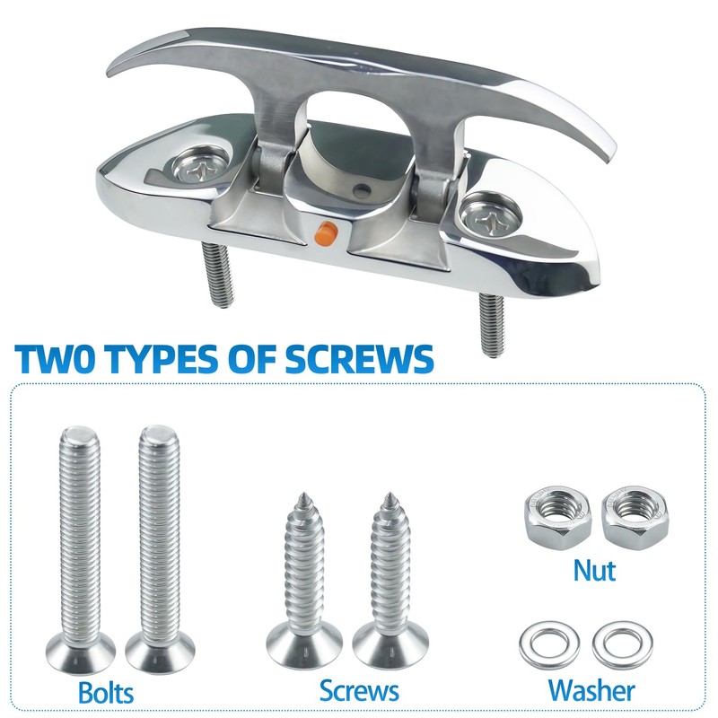 KAHACIYO Folding Boat Cleat 4-1/2", Boat Cleat 316 Stainless Steel,