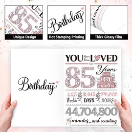 TSVATE 85th Birthday Card, 85th Birthday Gifts for Women, 85th Birthday Decorations, 85th Birthday Card for Women, Mom, Wife, Grandma, 85 Year Old Gifts Rose Gold