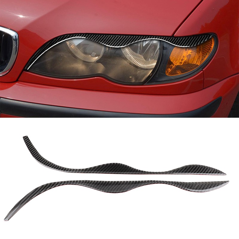 Carbon Fiber Headlight Eyebrows Trim Sticker Fits for E46 323i