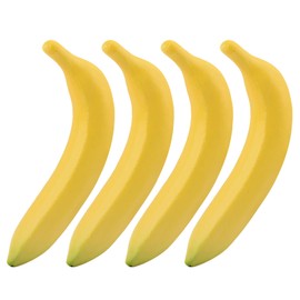 HONUTIGE Artificial Bananas Fake Banana Lifelike Simulation Yellow Bananas Fake Fruit Faux Fruit Props Home House Kitchen Decoration(4Pcs)