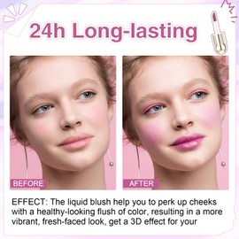 Liquid Blush, 7.5ml Velvet Liquid Blush Smooth Cream Blush, Waterproof Lightweight Natural-Looking Smooth Natural Long-Wearing Liquid Blusher-BLISS(Pack of 1)