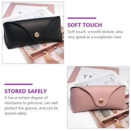 KESYOO 2pcs Leather Foldable Sunglass Case Durable Soft Sunglasses Pouch Slim Case for Women Men Horizontal Eyeglass Case (Black Pink)