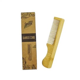 LouiQ Biodegradable Bamboo Comb for Women and Men Ideal for hair- Detangling Comb Medium Tooth Comb, Quality,Wooden Hair Comb Wide Wood Anti Static for Long Hair- Eco Friendly