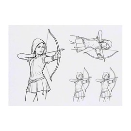 4 x 'Girl Archer' Temporary Tattoos - Water Resistant, Skin-Safe, Non-Toxic Transfers, Mixed Sizes (TO00074404)