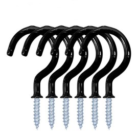 12 Pcs Screw Hook, Cup Ceiling Hooks,Heavy Duty Wall Mount Plastic Dipping Iron Screw-in Hanging Plants Holder,(2.9 Inch Black)