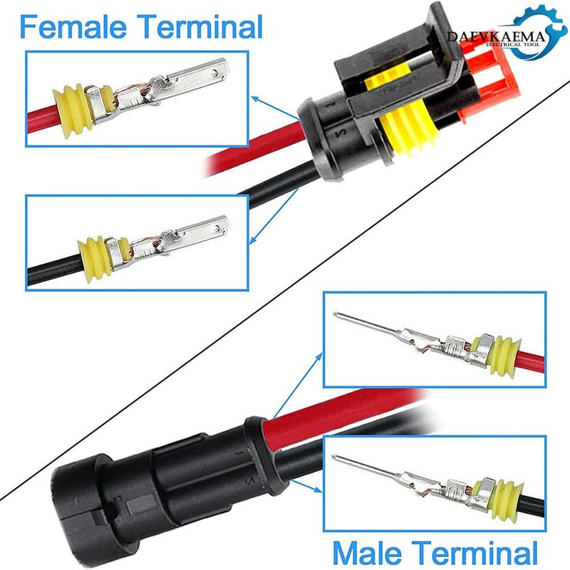 Daevkaema 352Pcs Waterproof Electrical Connector Terminals Automotive Electrical Wire Connectors