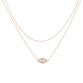 Mevecco Layered Heart Necklace Pendant Handmade 18k Gold Plated Dainty Gold Choker Arrow Bar Layering Long Necklace for Women