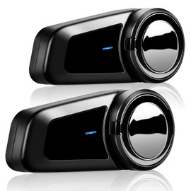 QSPORTPEAK Motorcycle Communication System, M2 Motorcycle Bluetooth Intercom with Stereo Sound, Motorcycle Helmet Headset up to 6 Riders (1000 m Range, Waterproof, FM Radio, Voice Prompt) (Pack of 2)