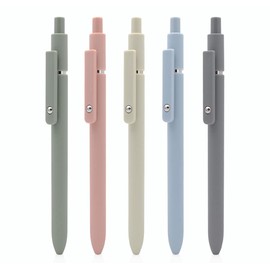 czxwyst 5pcs Retractable Gel Ink Pens 0.5mm Fine Point Black Ink Ballpoint Pens for Daily Writing (Morandi)