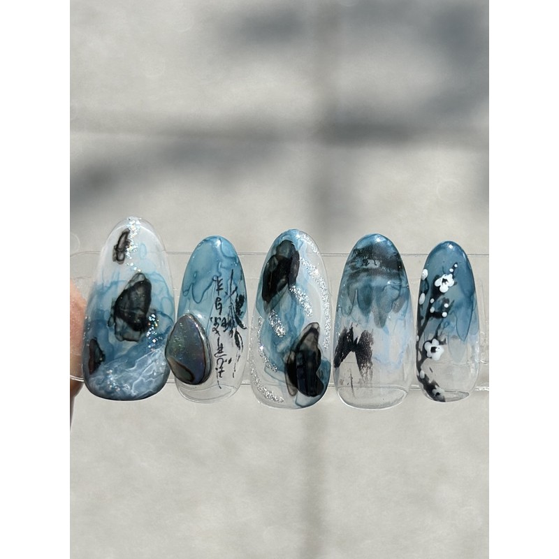 Real life gangster Phalaenopsis handmade nail tips - Square /