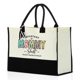Mommy to Be Gift Mom Gifts Mom Birthday Gifts Mama Gifts Tote Bag for Women Floral Reusable Grocery Bags Christmas Retirement Gifts for Mom Women Waterproof Canvas Tote Bag for Appreciation Wedding