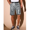 Lars Amadeus Sparkly Silver Sequin Shorts for Men's Straight Leg