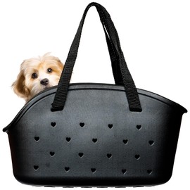 EVA Cat & Dog Carrier - Breathable Mesh-Top with Ventilated Panels, Waterproof & Sand-Proof, 17 x 9.5 x 6 inches for Pets Up to 33lbs, Lightweight Design for Beach & Outings (Black)