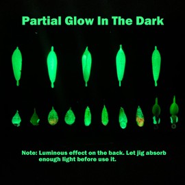 FISHCORNER Ice Fishing Jigs Set Ice Fishing Lures Glow in Dark Fishing Jig Heads for Crappie Panfish Walleye Perch Bluegill Pike Ice Fishing 15pcs