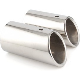 2 PCS/Set SHLPDFM Chrome Stainless Steel Silver Exhaust Tail Muffler Tip Pipe Silver 75mm