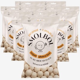 SMOLBOL Roasted Peanut in a Crunchy Cassava Crust | Lightly Salted | Gluten-Free Snack | Vegan Snack | Small Peanut Balls | Ovinhos de Amendoim | Cacahuates con Yuca | Original | 6 Oz (Pack of 12)