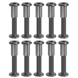PATIKIL M8 x 30 mm Hex Chicago Screws, 10 Set Binding Screw Posts Connecting Hex Drive Socket Cap Bolt Nuts for Scrapbook Leather Belt Album Photo Furniture Repair, Black