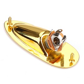 WLDJXLGL Boat style 1/4 inch Guitar Input Jack Socket Plate Output Loaded parts Guitar Strat jack for Fender Stratocaster Strat St Mono for Electric Guitar Replacement Parts (Gold)