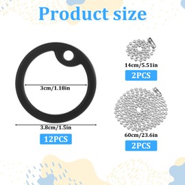 12 Pack Dog Tag Silencers Military Rubber Dog ID Tags with 4 Stainless Steel Chain Black Army Engraved Dogs Tag Pet Tags Cover ID Protector to Reduce Noise Black