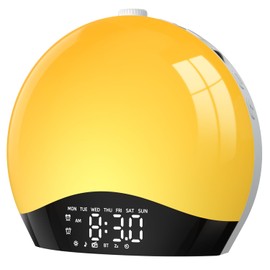 LIORQUE Sunrise Alarm Clock, Wake Up Light Alarm Clock with Sunrise/Sunset Simulation, 8 Colors, 22 Natural Sounds, Dual Alarms, Snooze, FM Radio, Light Up Alarm Clock for Kids and Adults