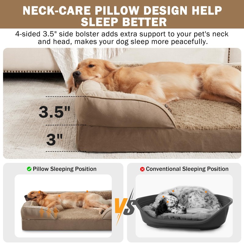 INVENHO Orthopedic Extra Large Dog Bed, XXL Waterproof Dog Sofa,