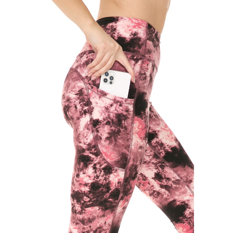 Leggings Depot Women's Reflective 7/8 Yoga Pants with Pockets-P520, FireBrick