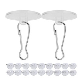 ZAAWUUT 20 Sets Adhesive Ceiling Hook,Sticky Wall Hook with Metal Buckle,Small Disc Lights Hanger Poster Holder for Party Wedding (20, Clear Silver)