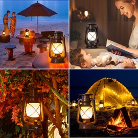 KOOPER Solar Lantern Outdoor Lights, 1 Pack Vintage Flickering Flame Solar Lanterns Lights Outdoor Waterproof, Hanging Outdoor Solar Lanterns Lights, Rechargeable Lantern for Camping Garden Decor