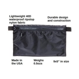 Unbranded 9x5" Lightweight 40D Black Ripstop waterproof Nylon Camping utility Gear bag