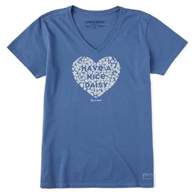 Life is Good Women's Crusher Tee Have a Nice Daisy, Vintage Blue