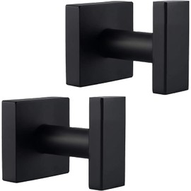 ALTPWJW Door Hooks,2 Pack Stainless Steel Towel Hooks for Bathrooms Screw in Coat Robe Hook(Matte Black)