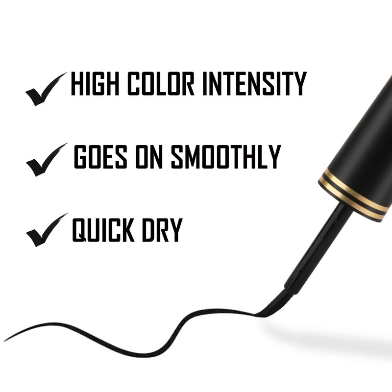 Boobeen Black Eyeliner Liquid, Waterproof Eyeliner Pen with Precision Brush