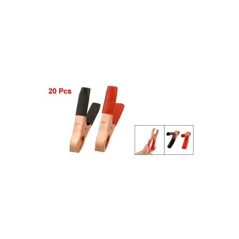 uxcell 20 Pcs Black Red Copper Plated Metal Battery Clips