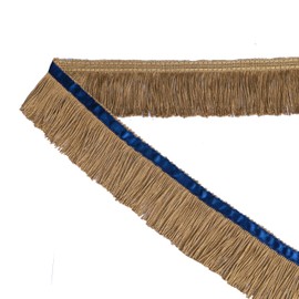 BEL AVENIR - Borde de flecos con borla de 6.8 x 2 pulgadas, ribete de flecos de costura con cinta azul para decoración de ropa y accesorios del hogar (café)