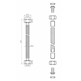 Tycner 60 cm 3/8 inch x 3/8 inch BSP Black Nylon Braided Flexible Hose Rinse