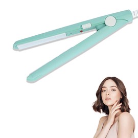 Mini Hair Straightener, Ceramic Tourmaline Plate Beauty Flat Iron Heating Curler, Smart Constant Temperature for All Hair Types Makes Hair Shiny and Silky(US-Green)