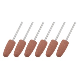 uxcell 6pcs 80 Grits Abrasive Mounted Stone 2.35mm Shank 2/5"(10mm) Dia Conical Heads Stone Grinding and Polishing Wheels for Nail Polishing
