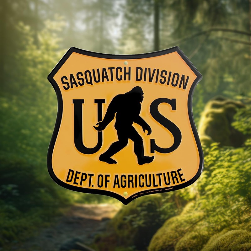 US Sasquatch Division Dept. Metal Wall Sign Bigfoot Man Cave